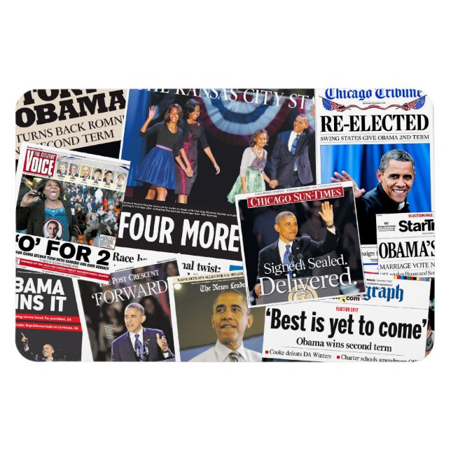 Obama 2012 Newspaper Headline Magnet (Horizontal)