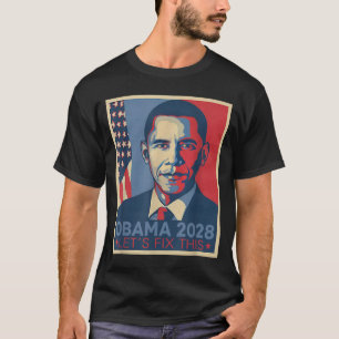 Obama 2028 3rd Term Let's Fix This - Retro Oba T-Shirt
