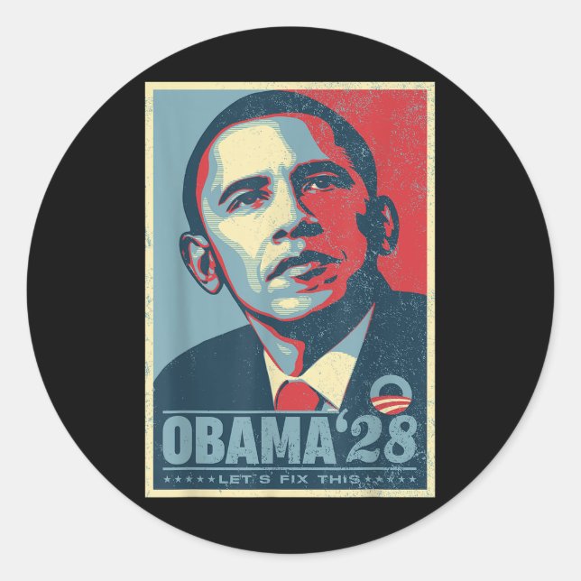 Obama 2028 Lets Fix This  Classic Round Sticker (Front)