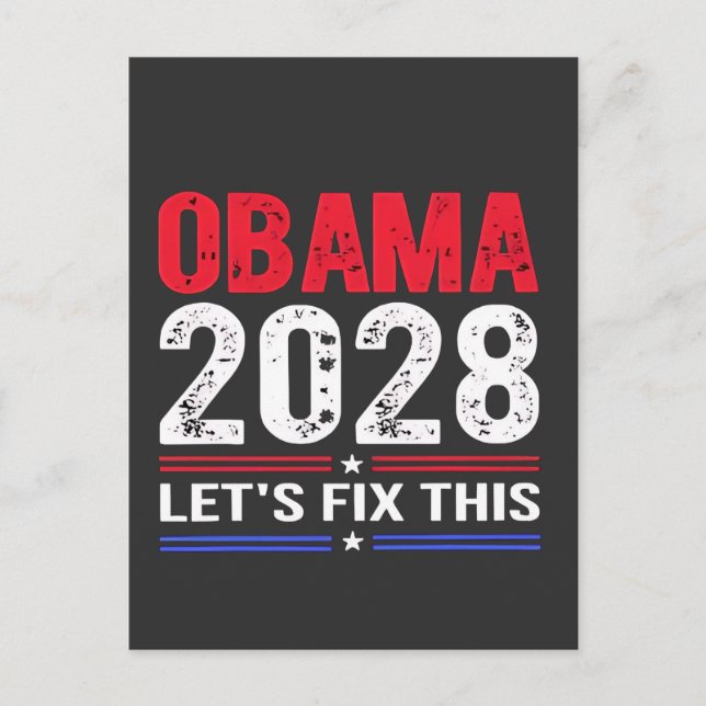 Obama 2028 Let's Fix This Democracy Election USA  Announcement Postcard (Front)