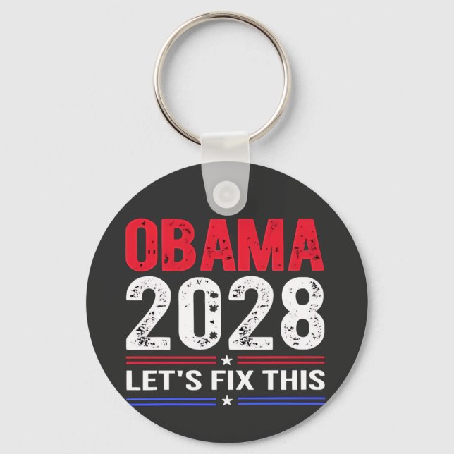 Obama 2028 Let's Fix This Democracy Election USA  Keychain (Front)