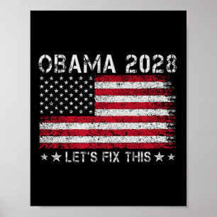 Obama 2028 Retro Vintage Flag Us Patriotic Politic Poster