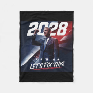 Obama 2028 Vintage Obama Patriotic Political Rally Fleece Blanket