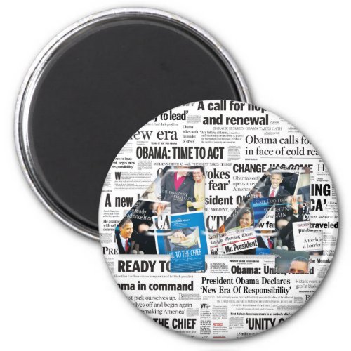 Obama 44 Newspaper Magnet with headline background