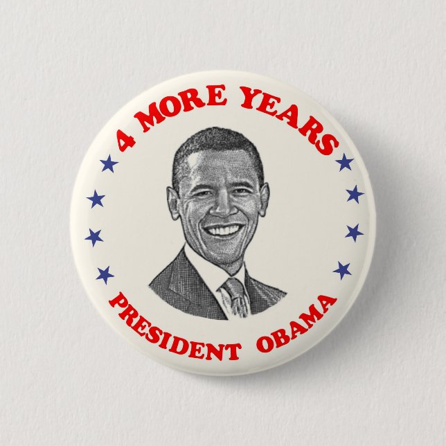Obama 4 More Years Button (Front)