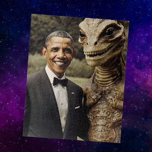 Obama Alien Meeting Disclosure UFO Conspiracy Jigsaw Puzzle