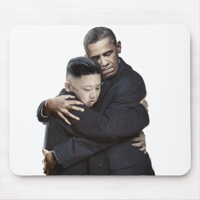 Obama and Kim Jong-Un Hugging Mouse Pad (Front)