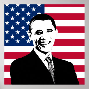 Obama and The American Flag Poster