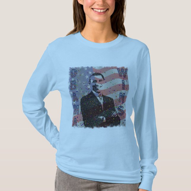 Obama Biden '08 Yes We Did Womens Hoodie T-Shirt (Front)