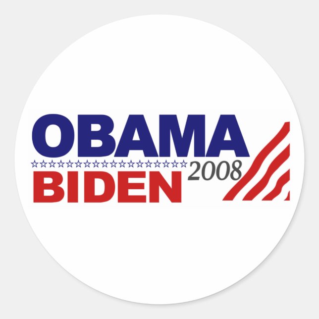 Obama Biden 2008 Classic Round Sticker (Front)