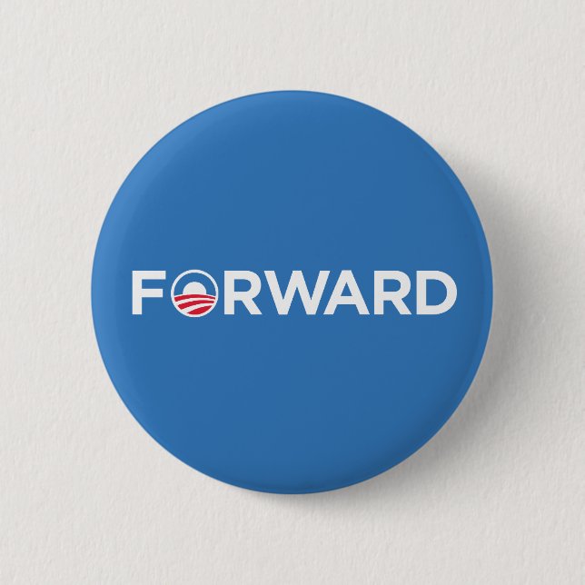 Obama Biden 2012 Forward (White on Light Blue) Pinback Button (Front)