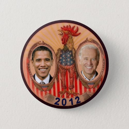Obama Biden 2012 Rooster Button