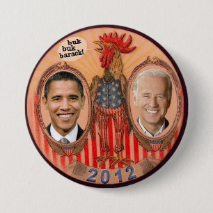 Obama / Biden 2012 Rooster Pinback Button