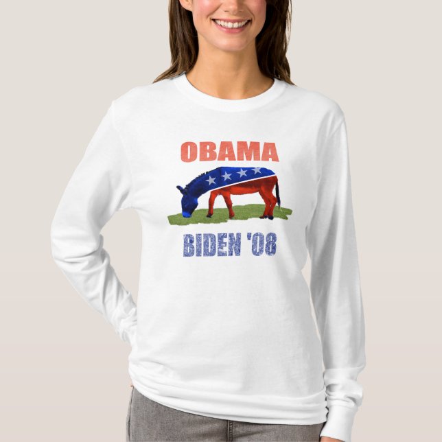 Obama Biden Donkey Democrat Logo Womens Hoodie T-Shirt (Front)