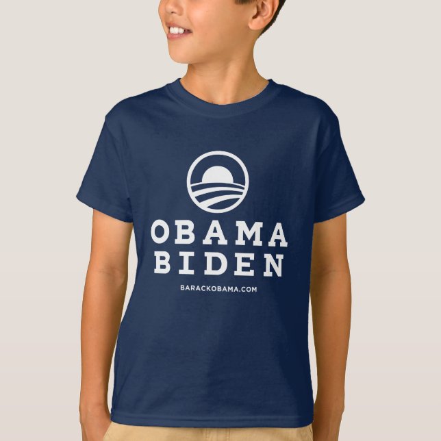 Obama Biden "O" Logo Vertical (White) T-Shirt (Front)