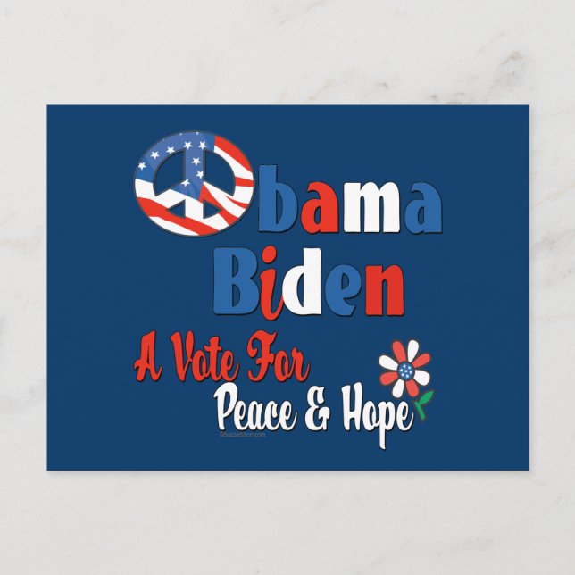 Obama Biden Peace and Hope 2008 copy Postcard (Front)