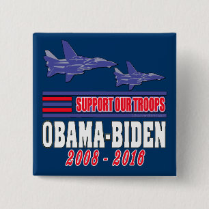 Obama Biden Support Our Troops Pinback Button