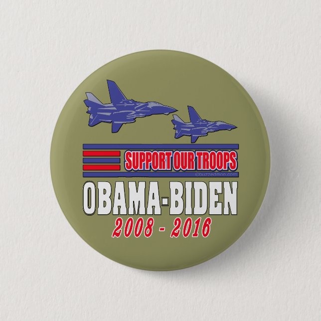 Obama Biden Support Our Troops Pinback Button (Front)