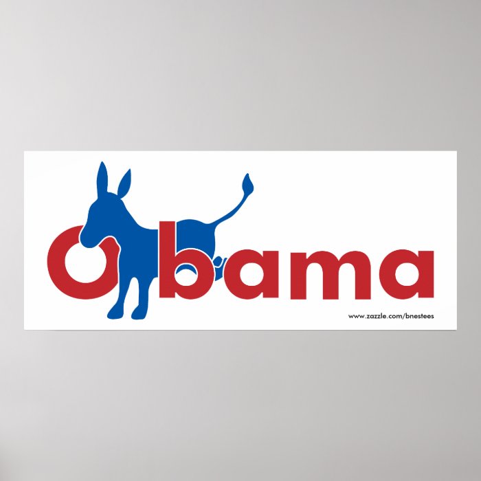 Obama Blue Donkey   white outline Print