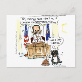 Obama & Bo Satirical Cartoon Gifts Tees & Cards