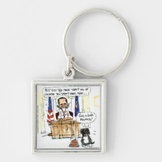 Obama & Bo Satirical Cartoon Gifts Tees & Cards Keychain