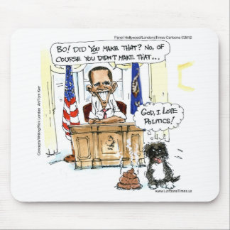 Obama & Bo Satirical Cartoon Gifts Tees & Cards Mouse Pad