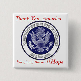 Obama button.Thank You For Hope Button