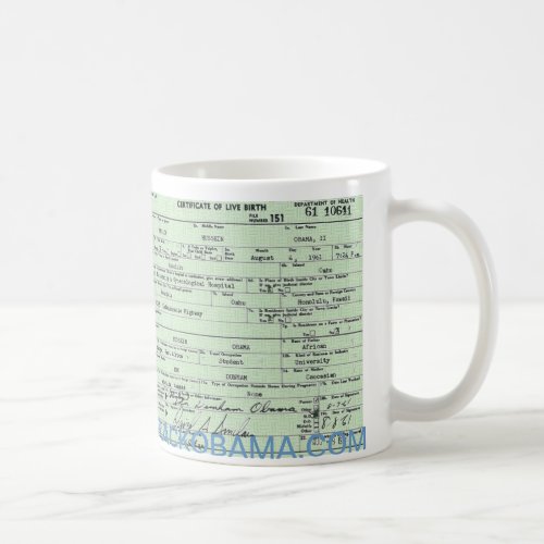 Obama Campaign Birth Certificate Mug