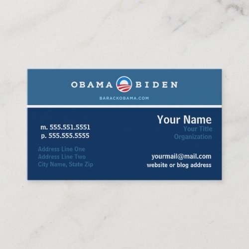 Obama Campaign Networking Card