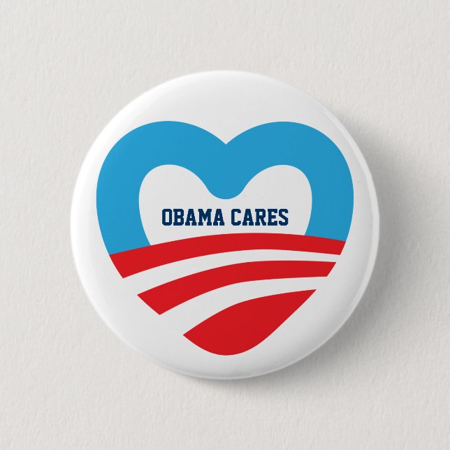 Obama Cares Pinback Button (Front)