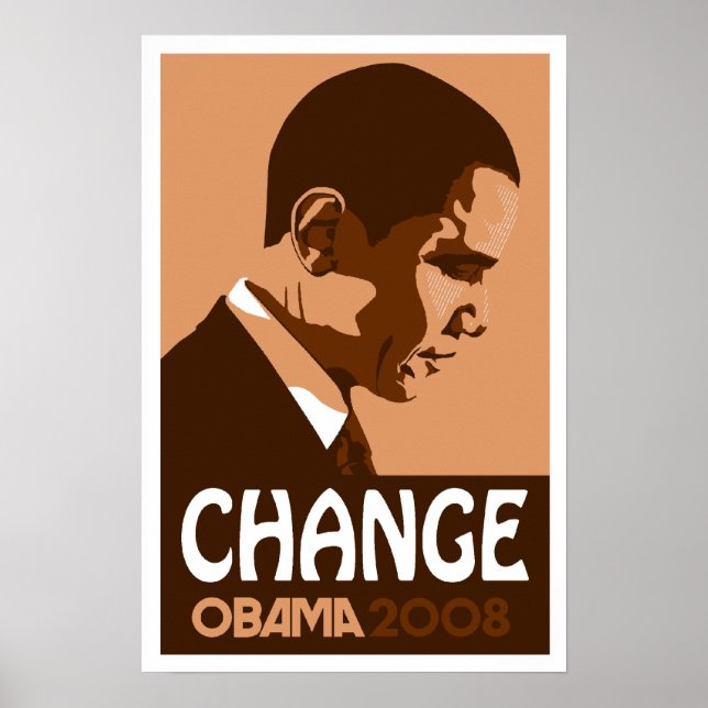Obama - Change Dark Brown Poster (Front)