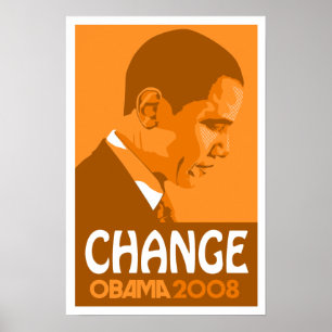 Obama - Change Dark Orange Poster