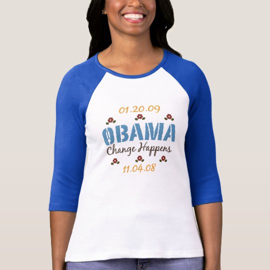 Obama Change Happens Raglan Tee Shirt