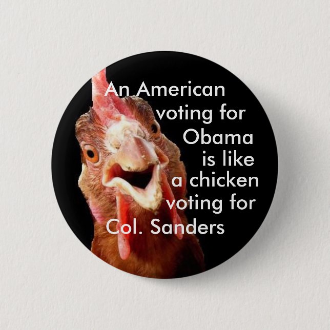 Obama Chicken Colonel Sanders Button (Front)
