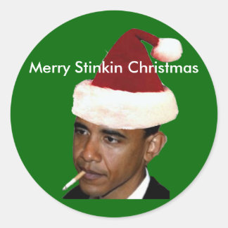 Obama Christmas Sticker(t shirt bumper anti obama) Classic Round Sticker