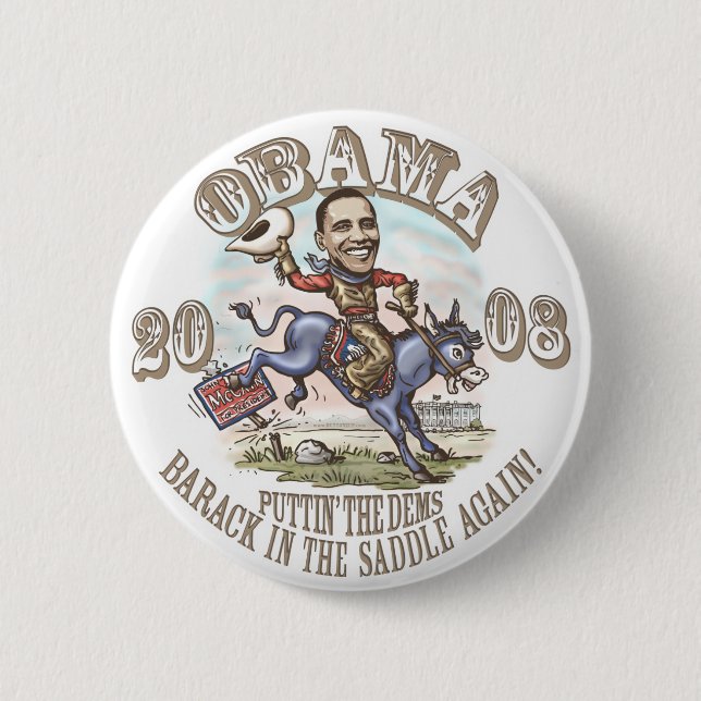 Obama Cowboy 2008 Button (Front)