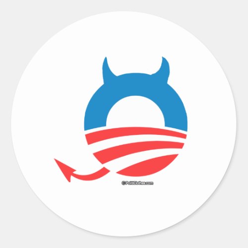 Obama Devil Classic Round Sticker