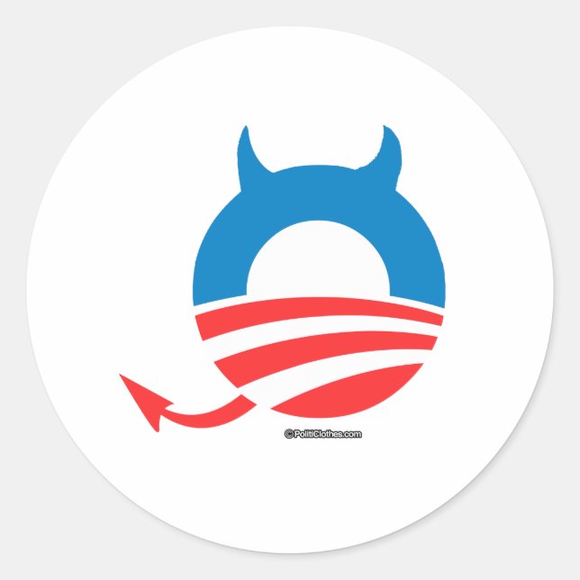 Obama Devil Classic Round Sticker (Front)