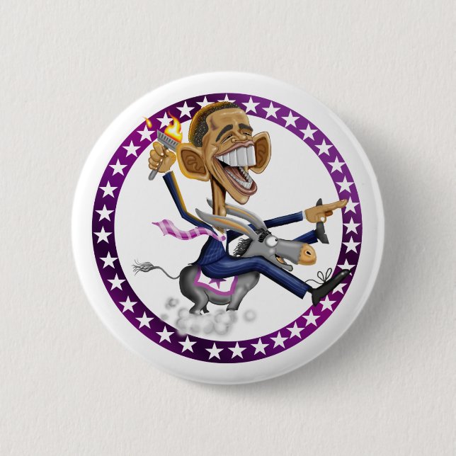 obama-donkey-white pinback button (Front)