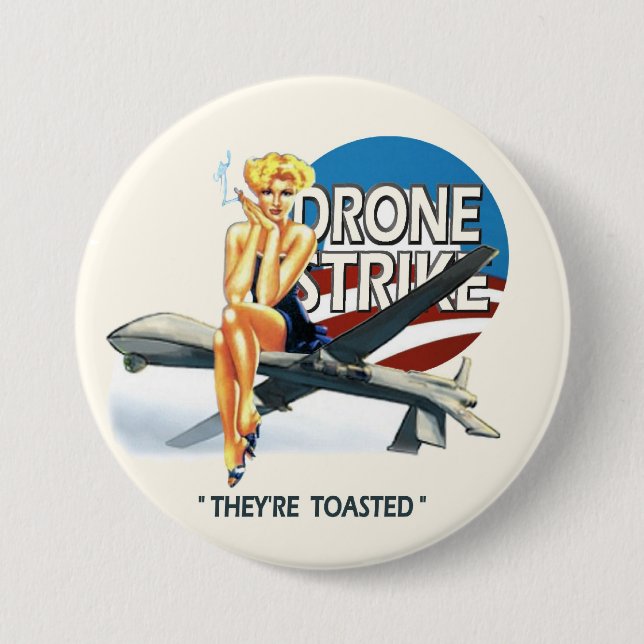 Obama Drone Strike Pinback Button (Front)