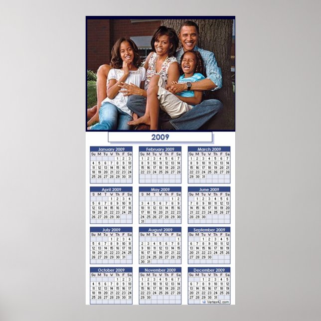 OBAMA FAMILY CALENDAR POSTER - Customized (Front)