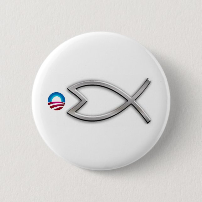 Obama Fish Pinback Button (Front)