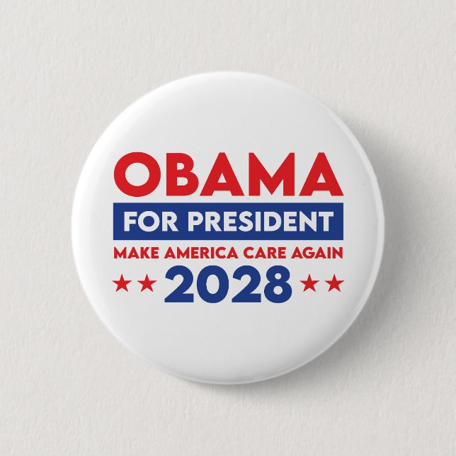 Obama For President 2028 Make America Care Again Button (Front)
