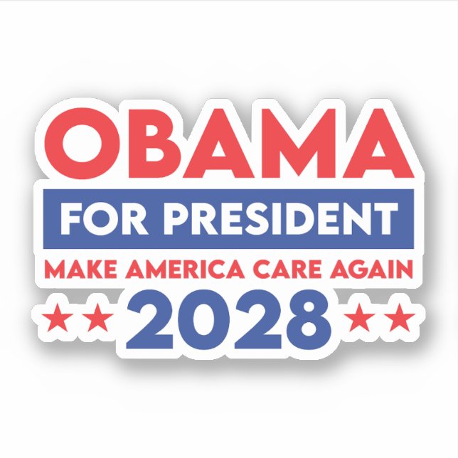 Obama For President 2028 Make America Care Again Sticker (Front)