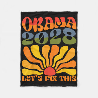 Obama For President 2028 Obama 2028 Flower Boho Ra Fleece Blanket