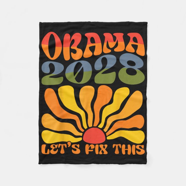 Obama For President 2028 Obama 2028 Flower Boho Ra Fleece Blanket (Front)