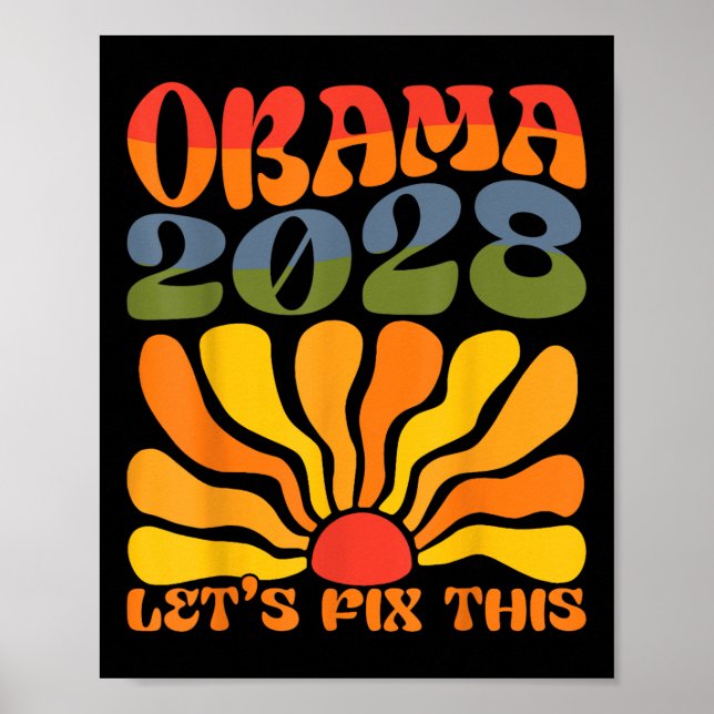 Obama For President 2028 Obama 2028 Flower Boho Ra Poster (Front)
