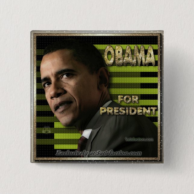 Obama for prez pinback button (Front)
