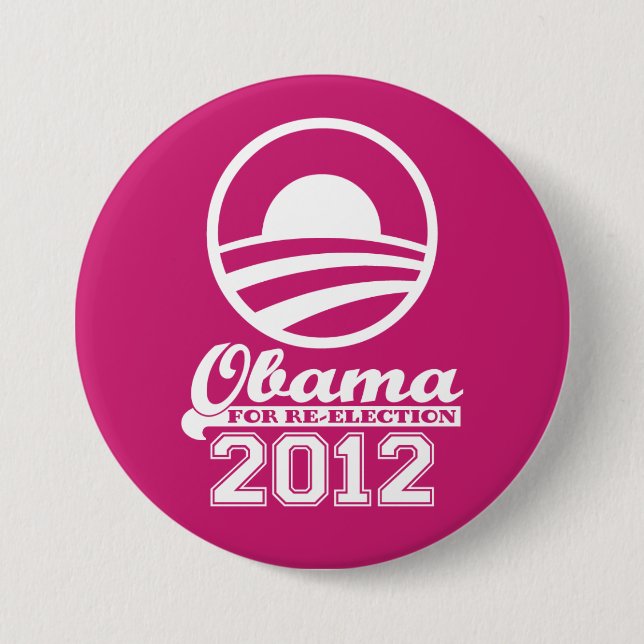 OBAMA For Re-Election Campaign Button 2012 (pink) (Front)