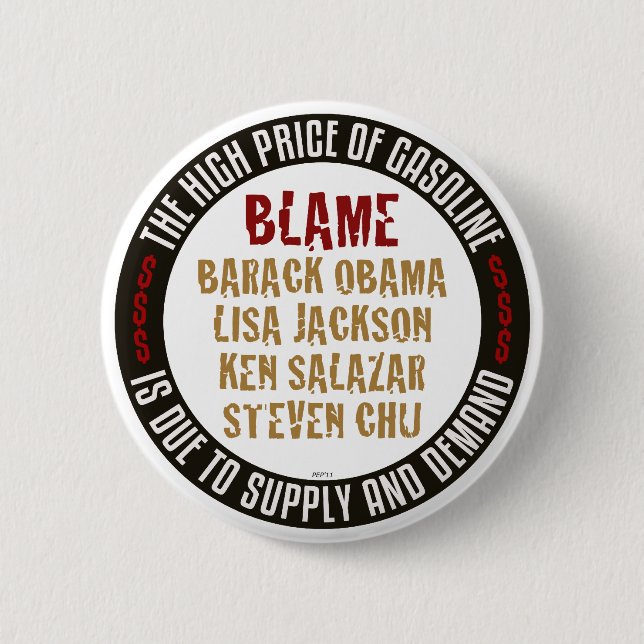 Obama Gasoline Pinback Button (Front)